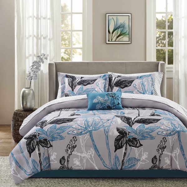 Madison Park Essential Ashby Aqua Complete Comforter and Cotton Sheet Set