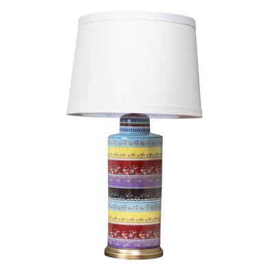 Bombay Multicolor Striped Porcelain Table Lamp
