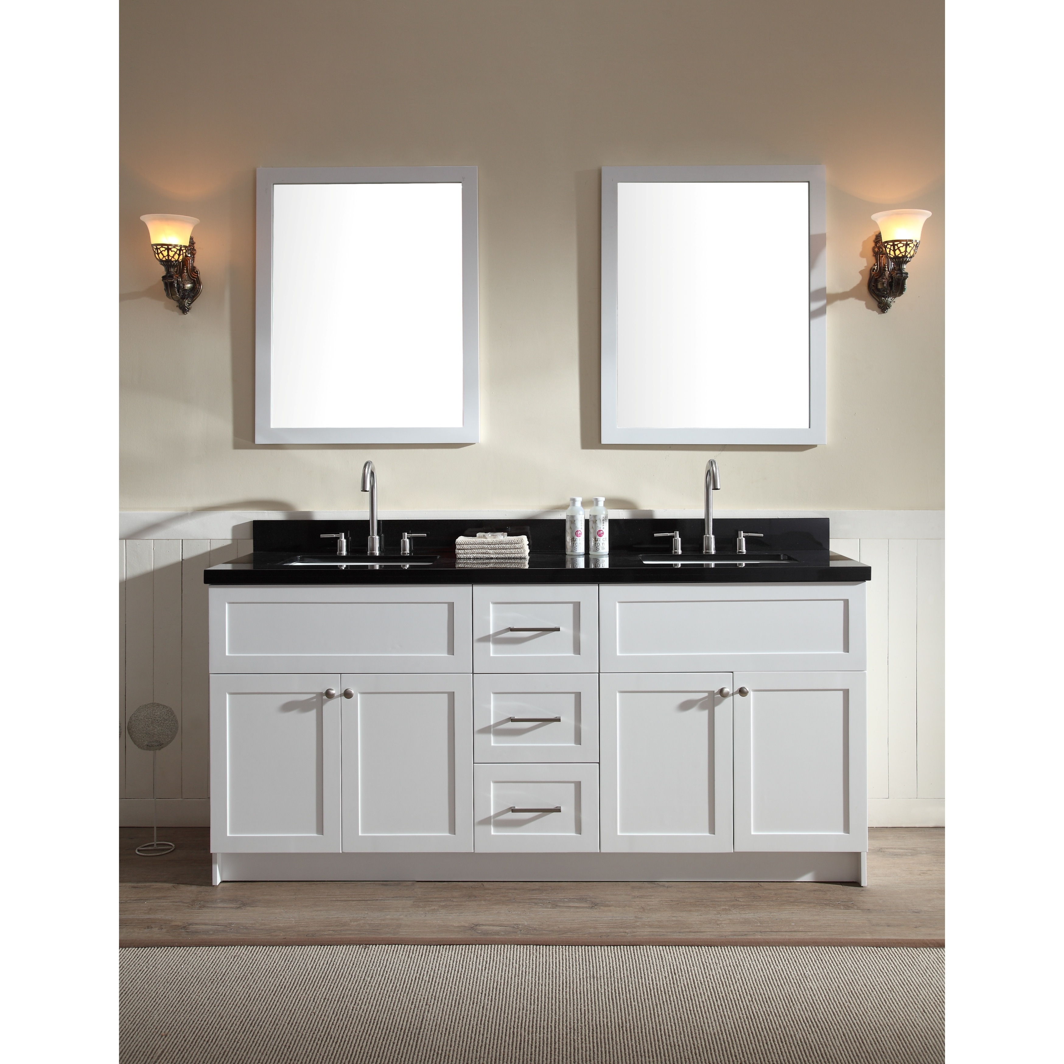 Shop Ariel Hamlet 73 Inch White Double Sink Vanity With Absolute