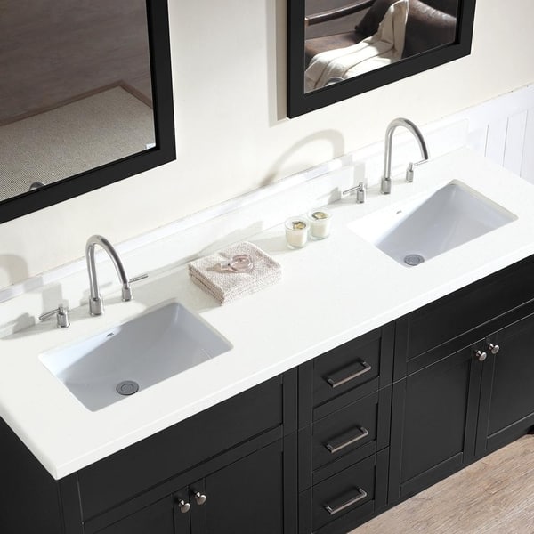 Shop Hamlet 73 Inch Black Double Sink Vanity With White Quartz Top