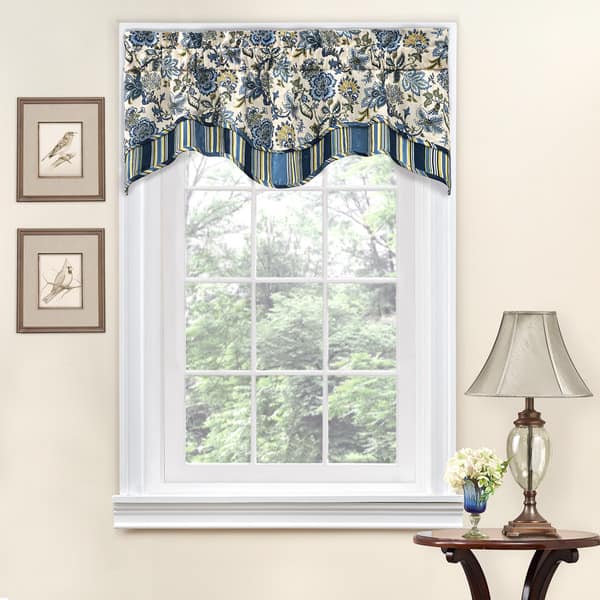 slide 1 of 5, Traditions by Waverly Navarra Floral Window Valance - 52x16