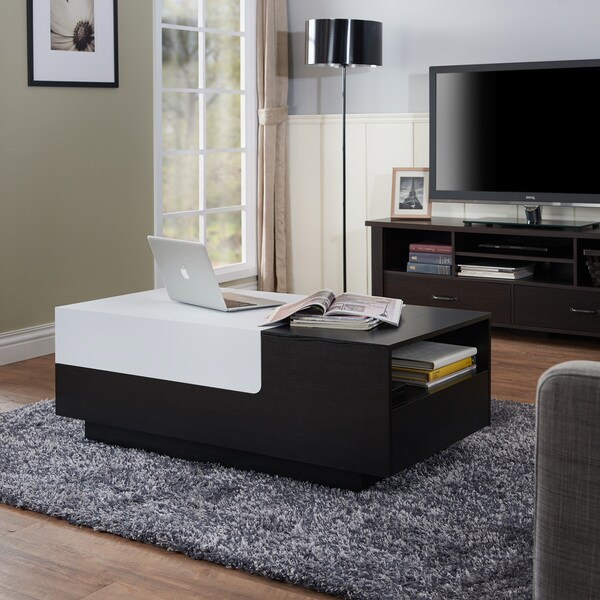 Furniture of America Laustor Modern Two-tone Black/White Slide-top Coffee Table