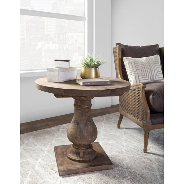 Carolina Reclaimed Wood Round End Table by Kosas Home Bed Bath