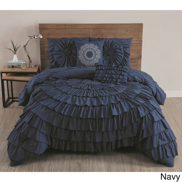 Shop Avondale Manor Sadie Ruffled 5 Piece Comforter Set King Size