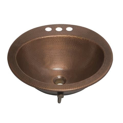 Sinkology Bell 19" Drop-In Copper Bath Sink - 19" x 19" x 6.5" - 19" x 19" x 6.5"