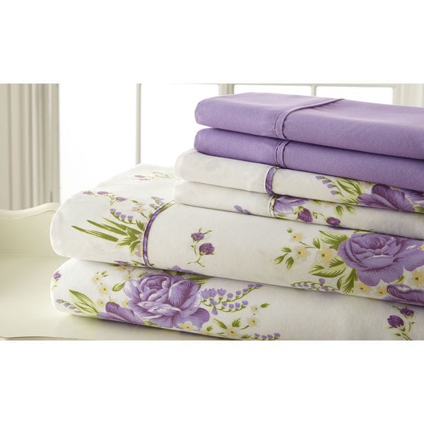 6-piece 100GSM Lavender Floral Printed Sheet Set