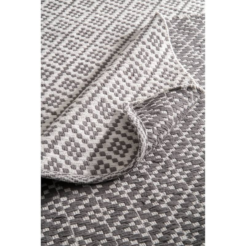 Nuloom Handmade Flatweave Geometric Cotton Area Rug