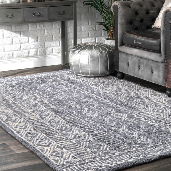 nuLOOM Handmade Diamond Ridge New Zealand/ Indian Wool Grey Rug (7'6 x 9'6) - 7'6" x 9'6"