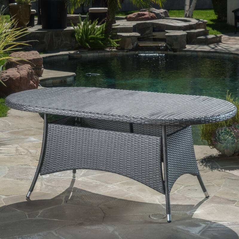 Corsica Outdoor Oval Wicker Dining Table by Christopher Knight Home