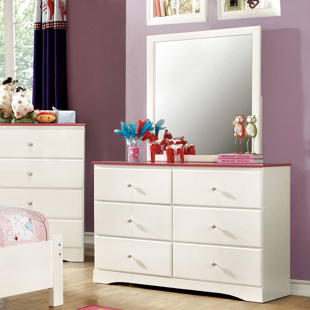 Furniture of America Piers Transitional 2-tone Pink 2-piece Dresser and Mirror