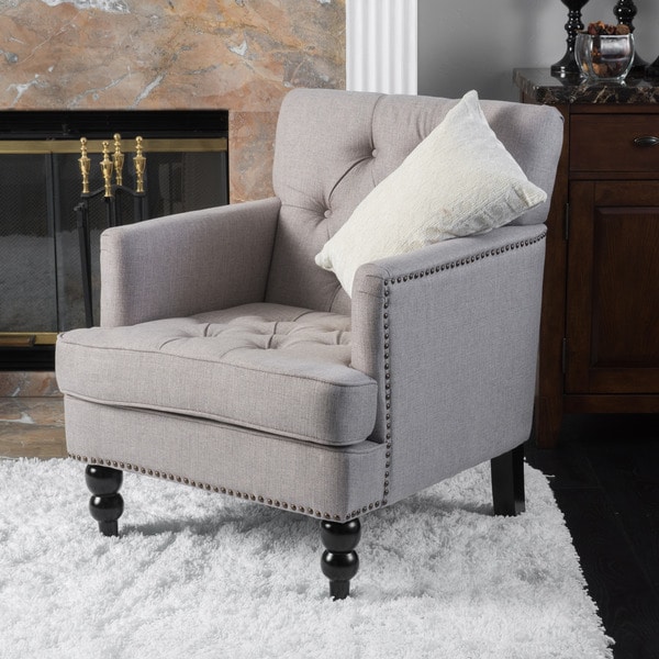 Shop Pewter Fabric Club Chair - Free Shipping Today - Overstock.com ...