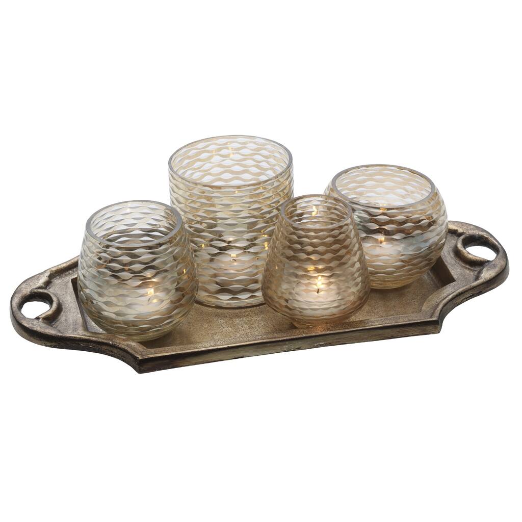 Bombay 4-lite Gold Luster Candle Garden