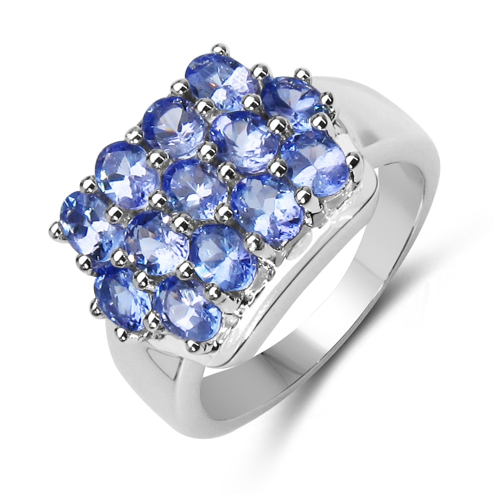 LOVELY 2.98 CTW GENUINE DIAMOND /& TANZANIT IN 925 STERLING SILVER TWO HEART RING