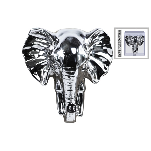 Shop Polished Silver Chrome Finish Ceramic Elephant Head ...