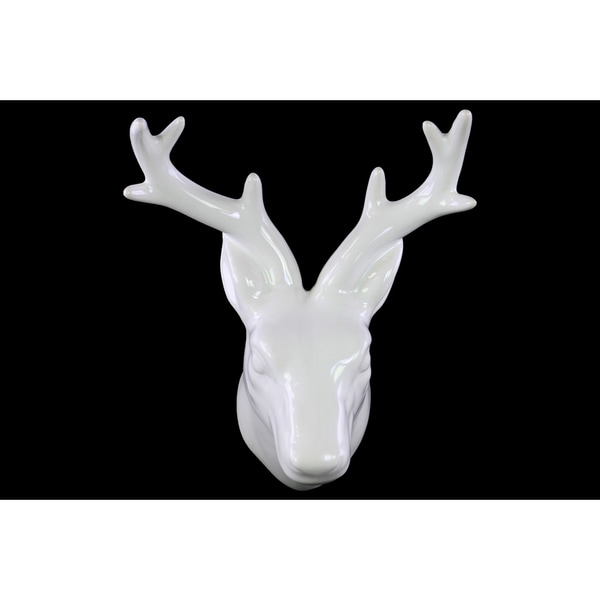 Glossy White Finish Ceramic Deer Head Wall Decor Free Shipping On