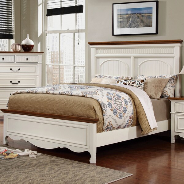 Ophelie Transitional Cottage White Panel Bed by FOA