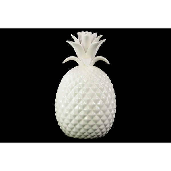 Urban Trends Pineapple Gloss White Porcelain Large Figurine