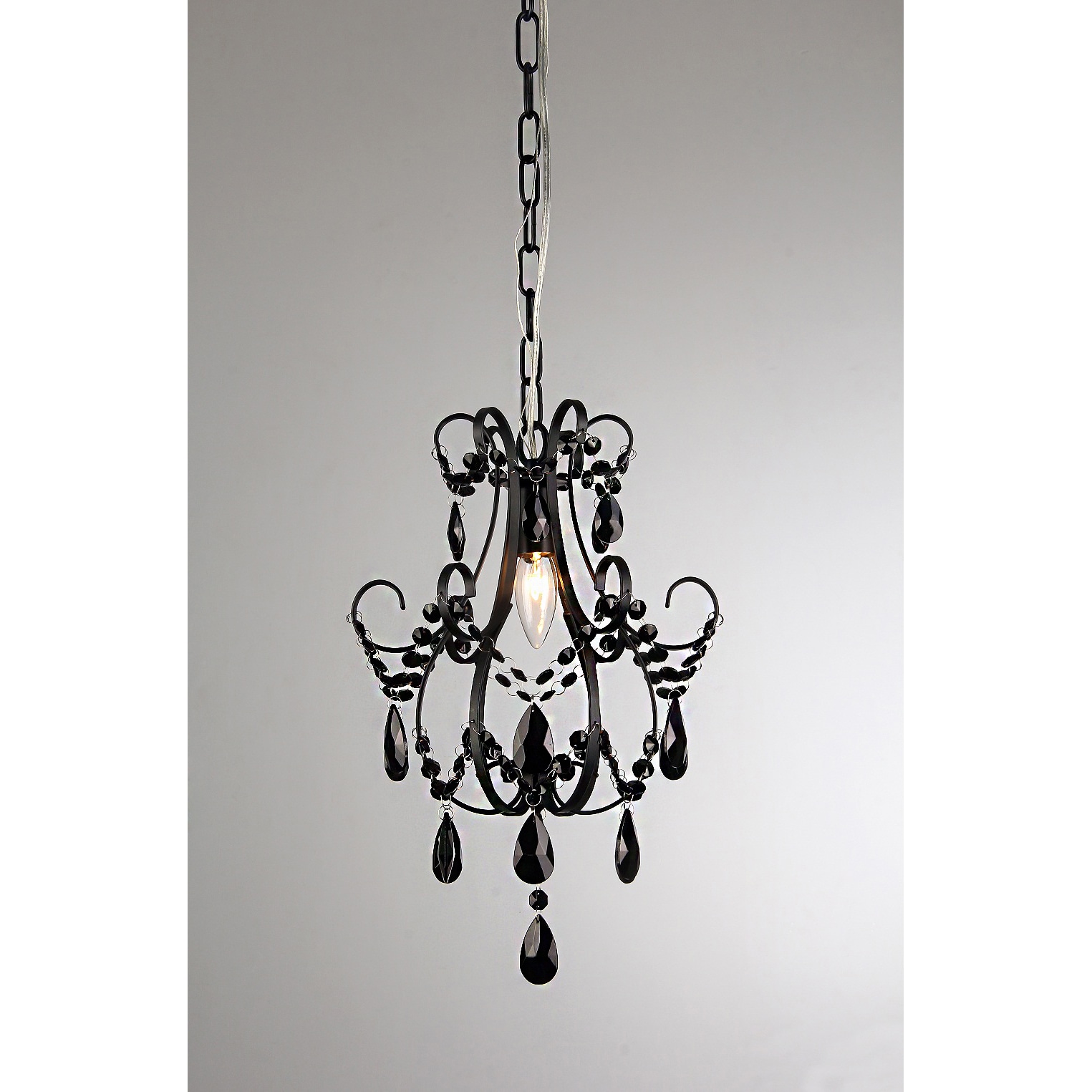 Nitasha 1-light Black-painted 11-inch Crystal Chandelier (Black-painted 11-inch Crystal Chandelier) - Chandeliers For Bedrooms by Overstock.com