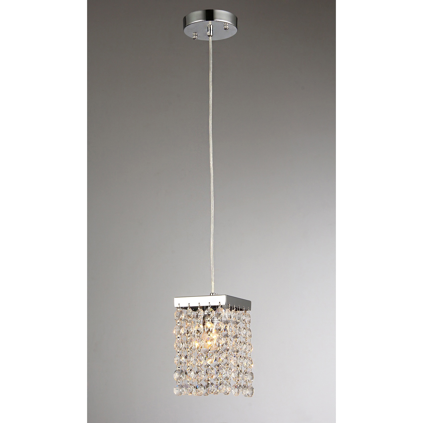 Warehouse of Tiffany Jehra 1-light Square-shaped Crystal 6-inch Chrome Chandelier