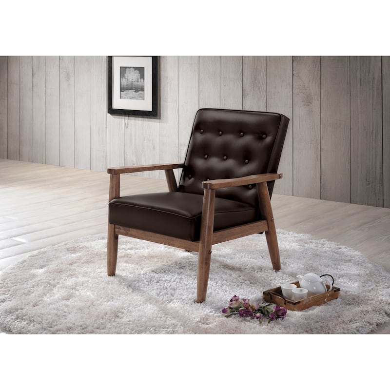 Baxton Studio Sorrento Brown Faux Leather Upholstered 3-piece Sofa Set