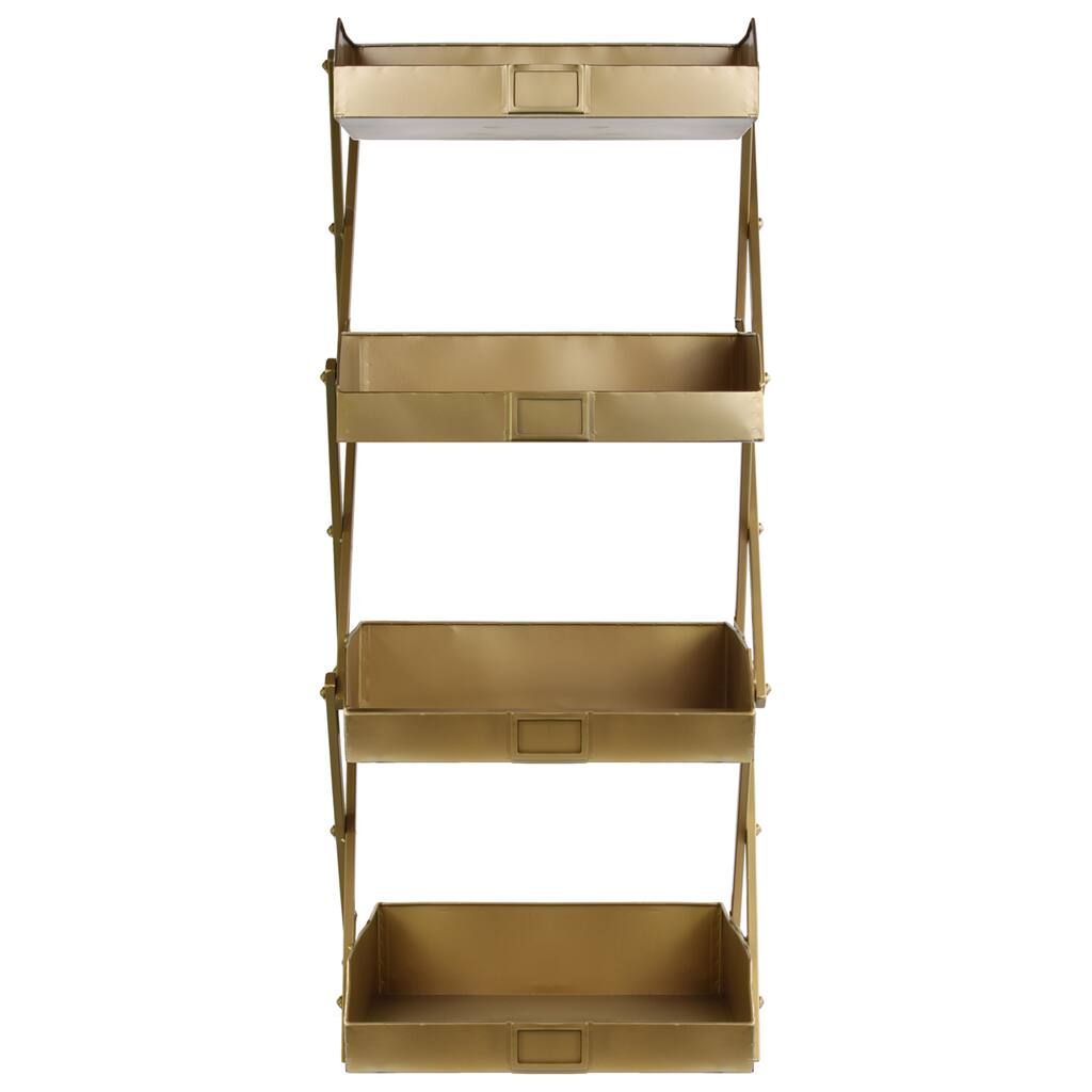 Metal Coated Finish Gold 4 Tier File Organizer with 4 Card Holders and Cross Member Side Support