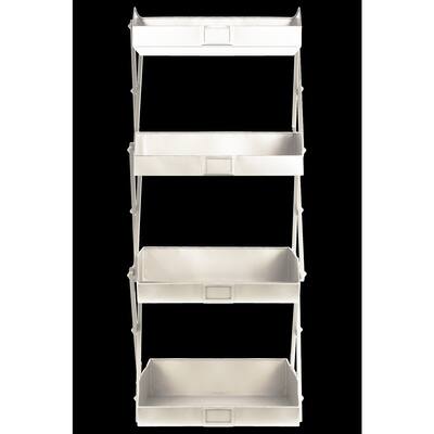 Metal Coated Finish White 4 Tier File Organizer with 4 Card Holders and Cross Member Side Support