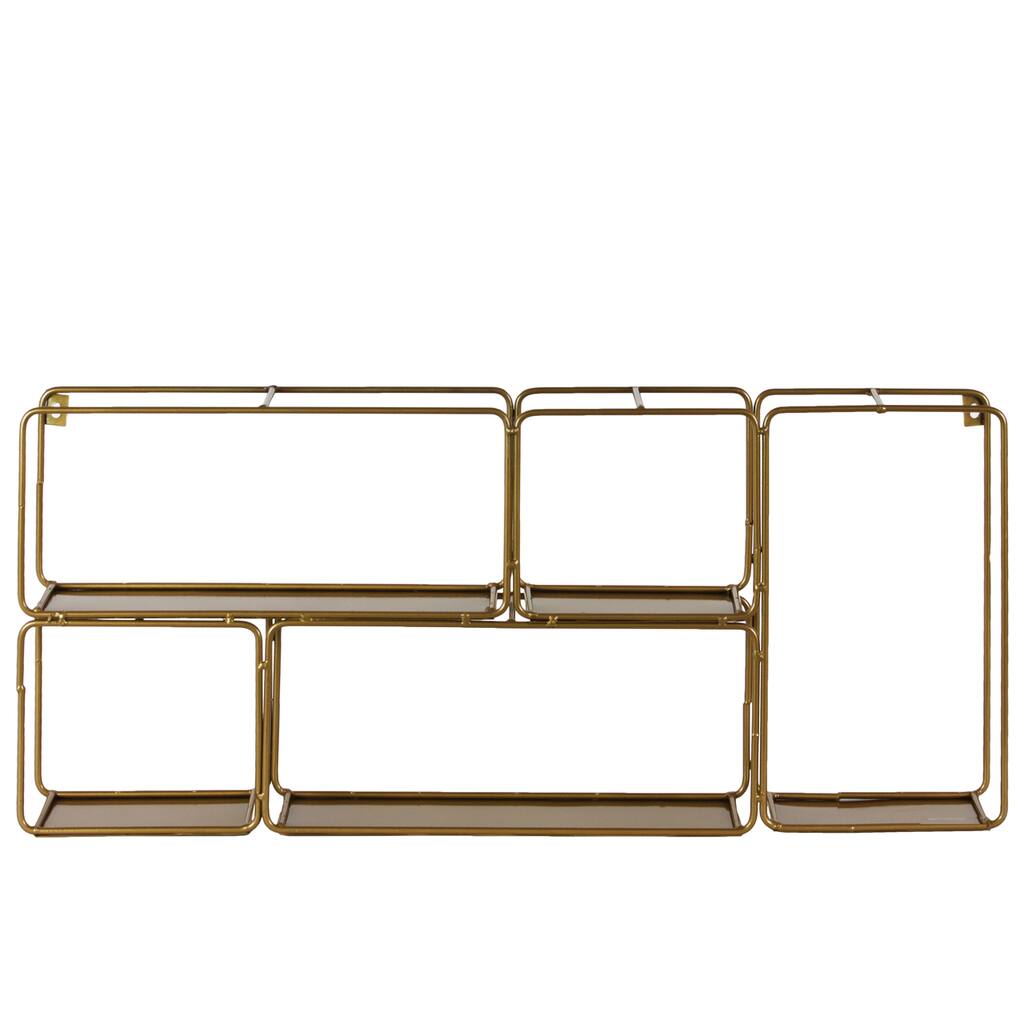 Urban Trends 5-Compartment Gold Metal Rectangular Wall Shelf