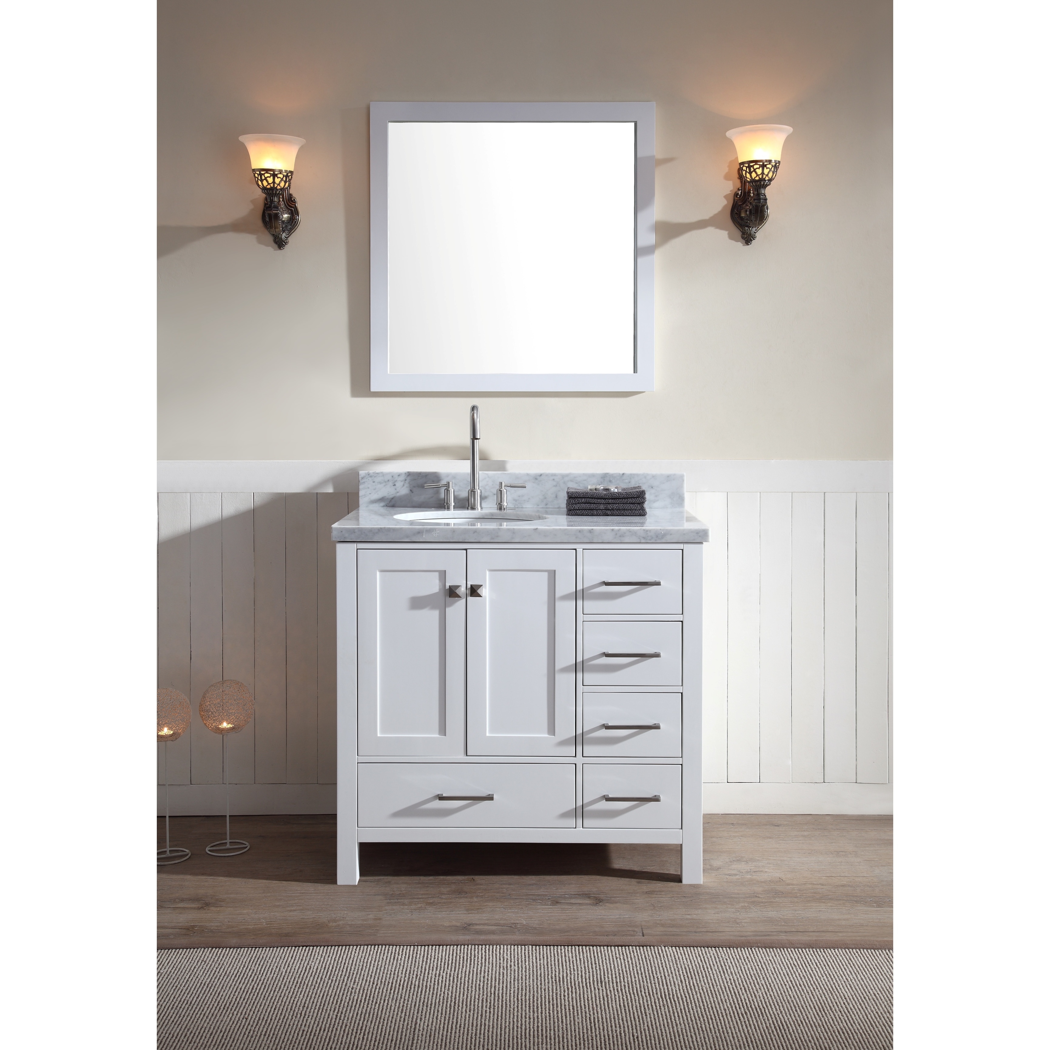 Ariel Cambridge 37 Inch Left Single Offset Sink White Vanity Set Overstock 11017982