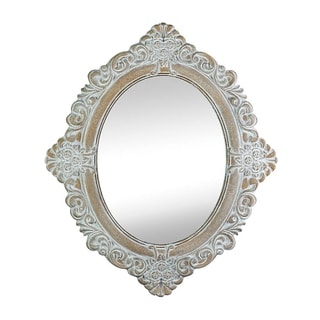 Antique-Style Taupe Oval Wall Mirror