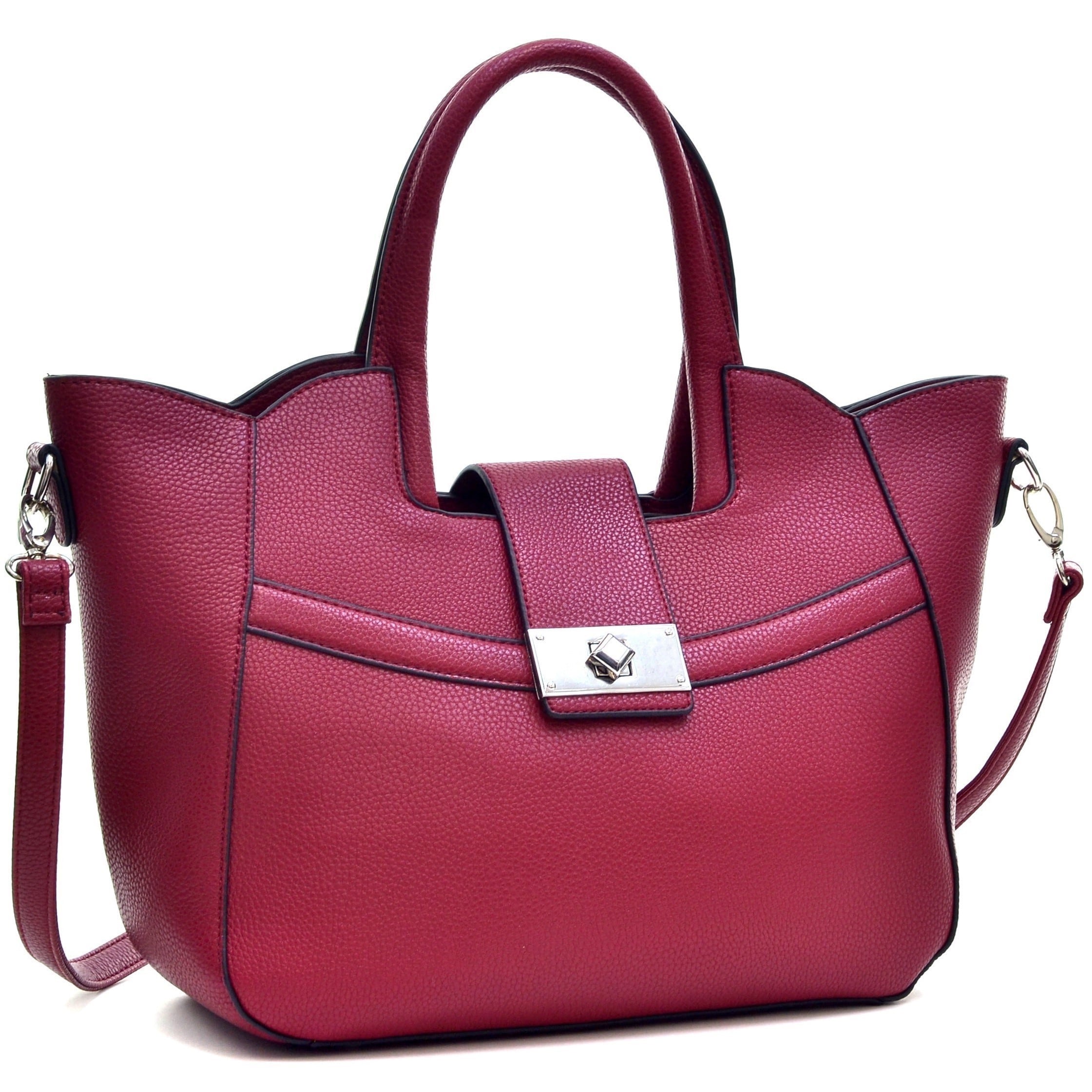 Black Dasein Fold-Over Winged Satchel with Shoulder Strap