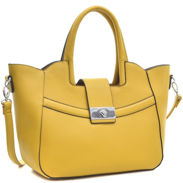Black Dasein Fold-Over Winged Satchel with Shoulder Strap