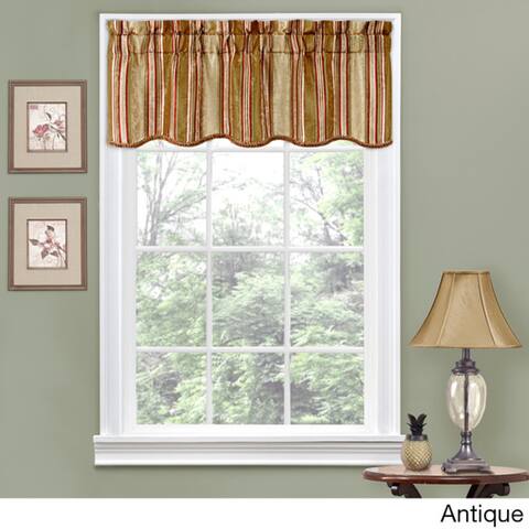 Traditions by Waverly Stripe Ensemble Scalloped Window Valance - 52x16