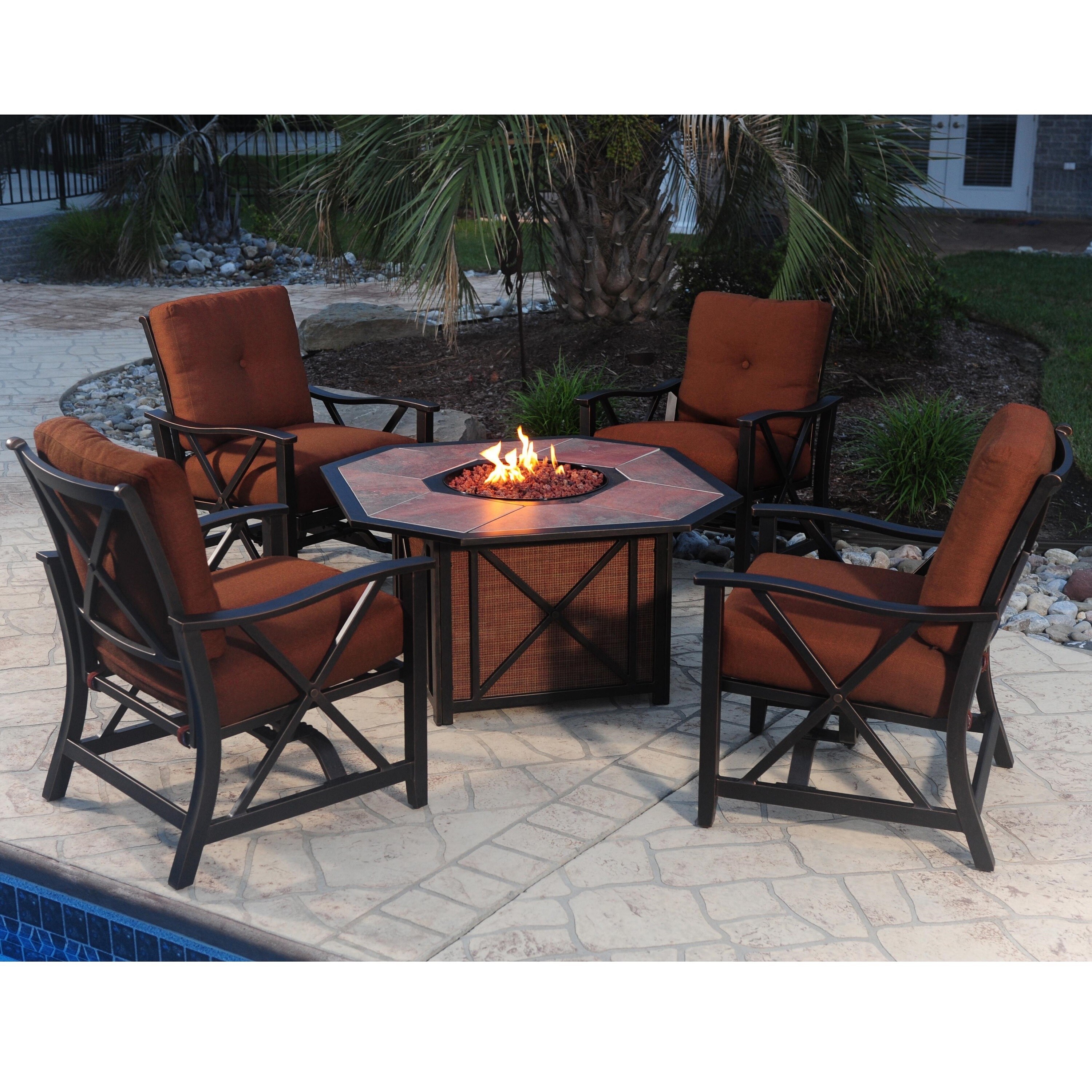 Shop Premium Clarkston 5 Piece Chat Set With Porcelain Octagonal