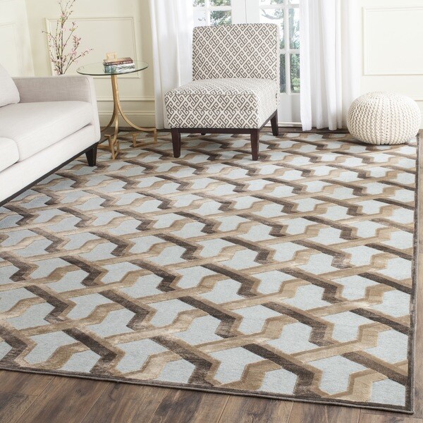 Safavieh Paradise Soft Anthracite/ Aqua Viscose Rug - 7'6 x 10'6
