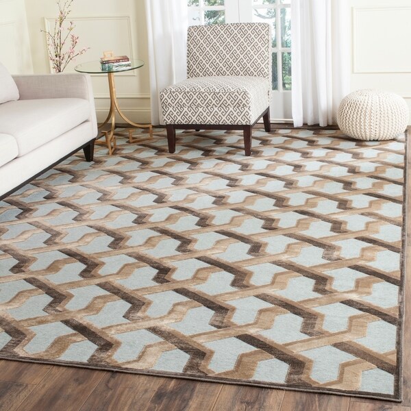 Safavieh Paradise Soft Anthracite/ Aqua Viscose Rug - 7'6 x 10'6