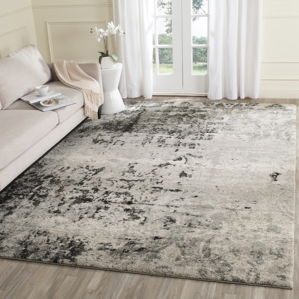 Safavieh Retro Modern Abstract Light Grey / Grey Distressed Rug - 8' x 10'