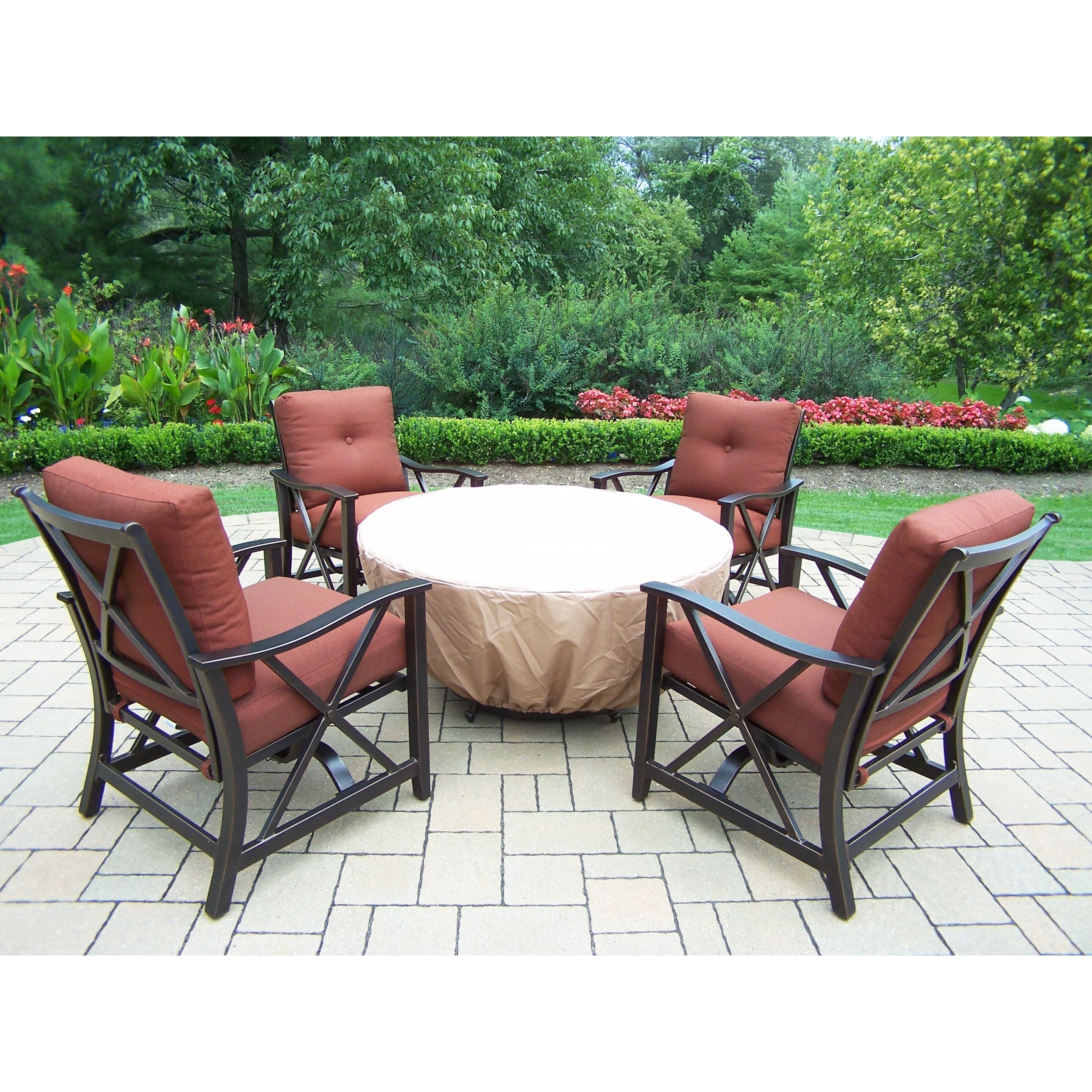 Shop Premium Carolton 5 Piece Chat Set With 48 Inch Round Fire Pit