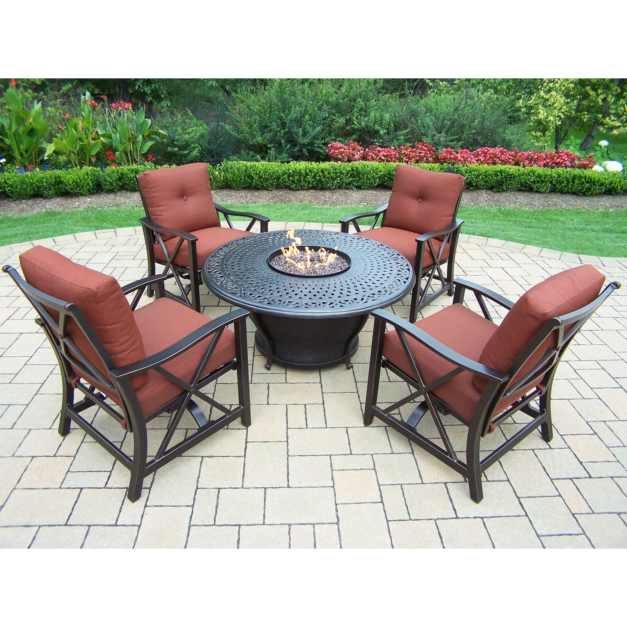 Shop Premium Carolton 5 Piece Chat Set With 48 Inch Round Fire Pit