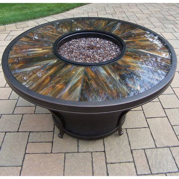 Premium Sunlight Fibergl Round Gas Fire Pit Table With Round Gas Fire Pit Table