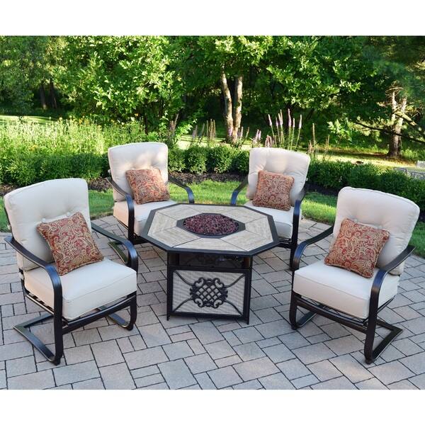Shop Premium Memorial 5 Piece Porcelain Octagon Gas Firepit Table