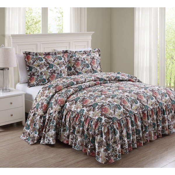 Bonnie Antique Floral 3-piece Bedspread Set