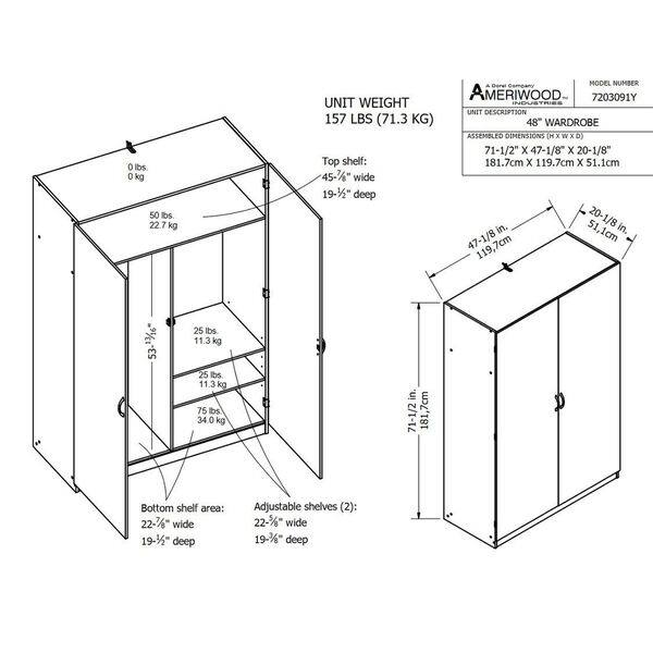 Shop Ameriwood Home Kendrick Wardrobe Storage Closet Free