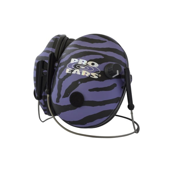 Pro Ears - Pro 200 Behind The Head Headband Electronic Hearing Protection & Amplification Purple Zebra Low Profile Cup Earmuffs