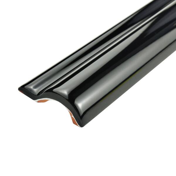 Somertile 2x7 88 Inch Santorini Nero London Chair Rail Ceramic Wall Trim Tile On Sale Overstock 11021028
