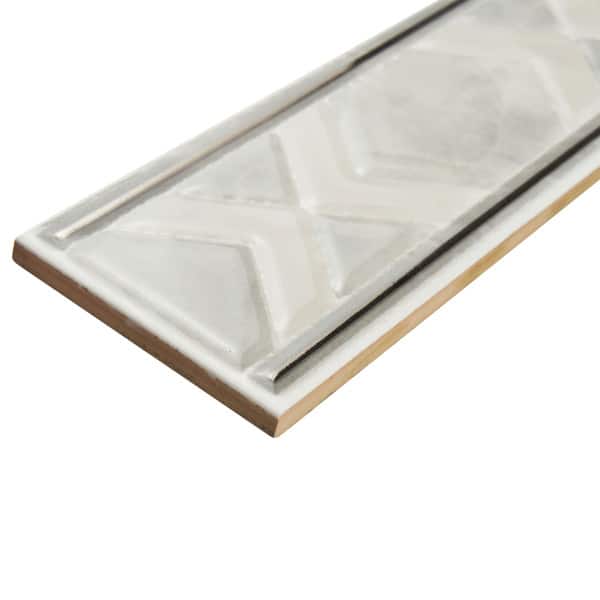 Somertile 2 5x7 75 Inch Zeta White Ceramic Listello Trim Wall White Ceramic Listello Trim