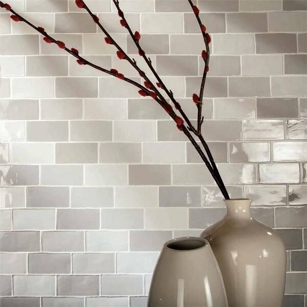 Somertile 3x6 Inch Antiguo Craquelle Gris Mix Ceramic Wall Tile Somertile 3x6 Inch Antiguo Craquelle Gris Mix Ceramic Wall Tile 32 Tiles 4