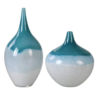 Carla Teal White Vases (Set of 2)