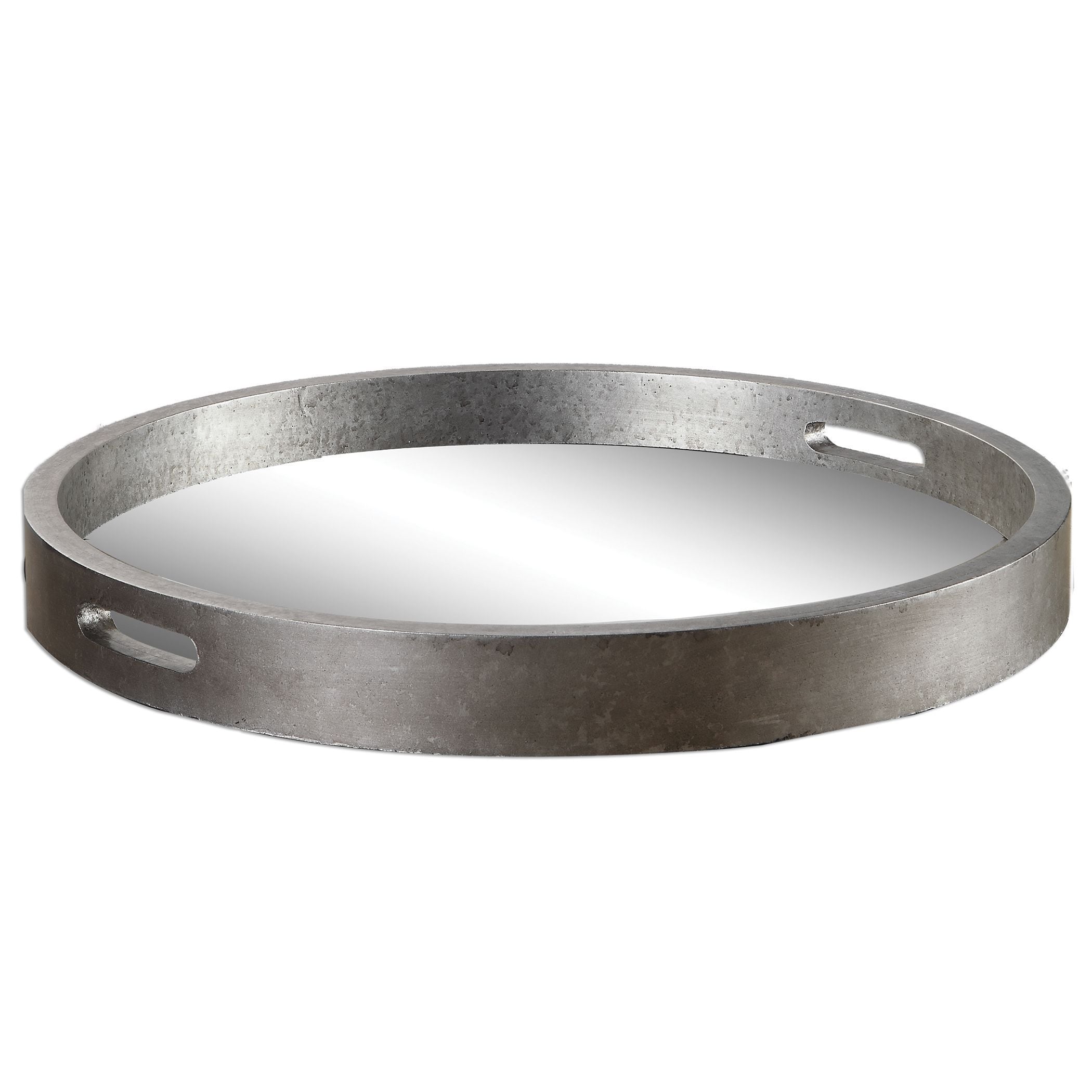 Uttermost Bechet Round Silver Wooden Tray