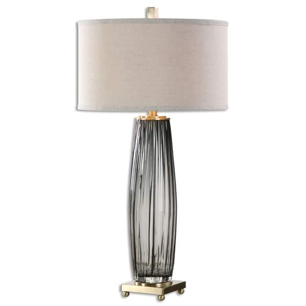 slide 2 of 2, Vilminore Gray Glass Table Lamp