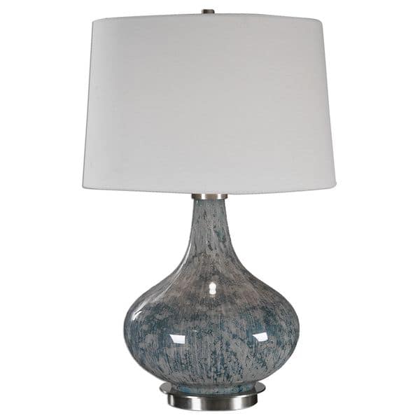 slide 1 of 1, Celinda Blue Gray Glass Lamp